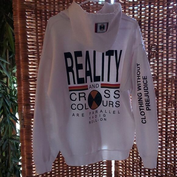Vintage Cross Colours Reality are Parallel Hoodie Sweatshirt L - Picture 1 of 11